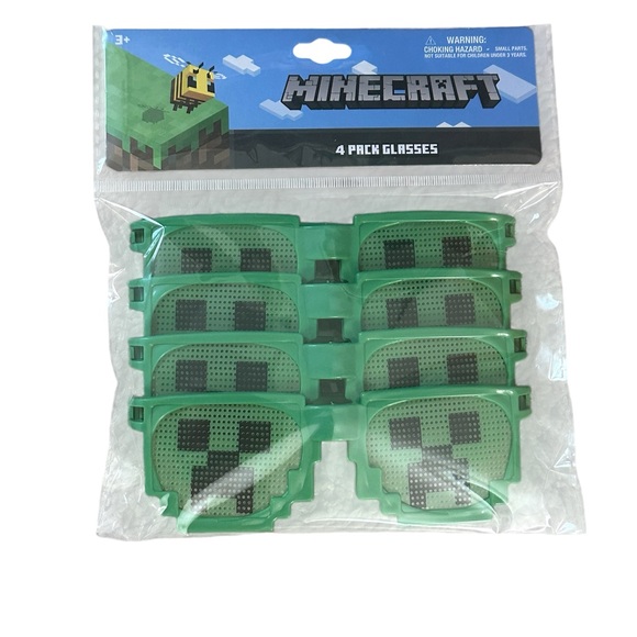 Minecraft Other - Minecraft Green Creeper Glasses 4-Pack
